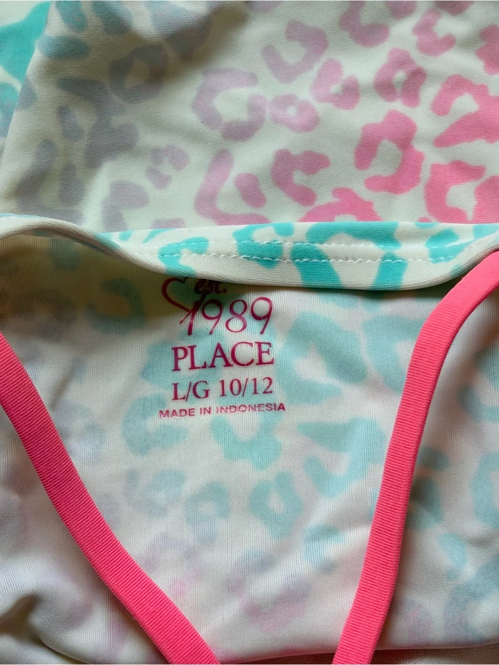 Place Pastel Leopard One-Piece Swimsuit with Hot Pink Trim